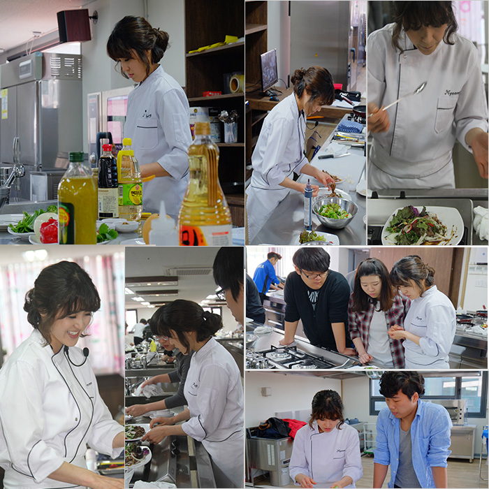 서울연희실용전문학교 실용음악학과 뮤지컬학과 뮤직비지니스학과 방송연예매니지먼트학과 등 학교생활 - 명현지쉐프 소고기샐러드 실습